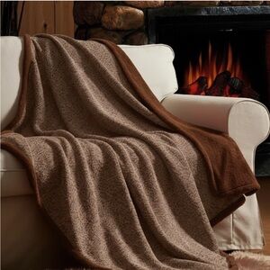 FIRESIDE HOME Heathered Knit Throw 50x60 Brown or Blue NWT Reatil $60